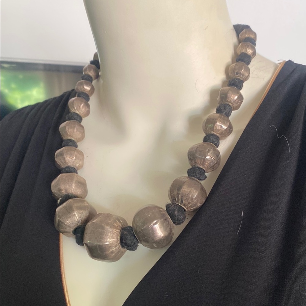 Chunky metal bead statement necklace